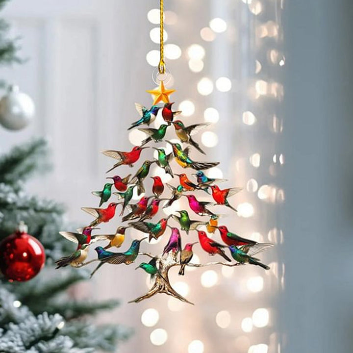 Colgante navideño de colibrí que crea un ambiente cálido y mágico en tu decoración de temporada.