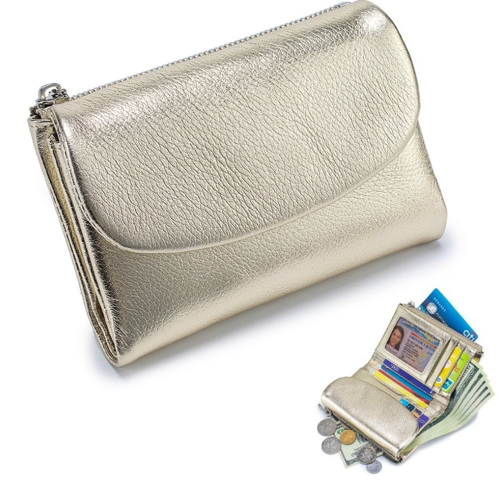 Accesorio de moda: Cartera de piel, compacta, unisex. Con doble monedero y seguridad RFID. Elegancia práctica.
