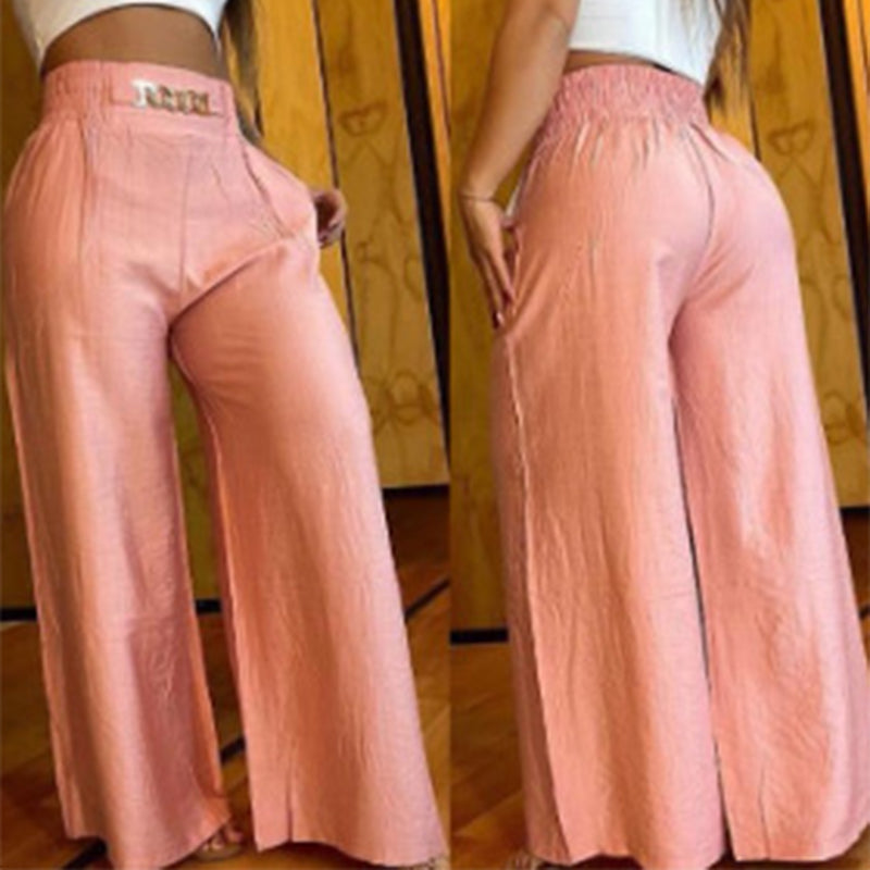 Pantalón cómodo tiro alto para mujer. Diseño pierna ancha para máxima libertad y estilo casual.