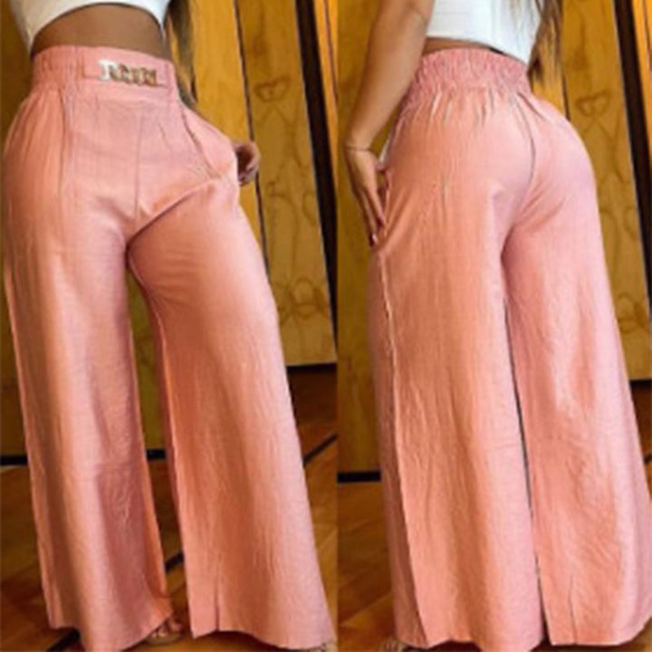 Pantalón cómodo tiro alto para mujer. Diseño pierna ancha para máxima libertad y estilo casual.