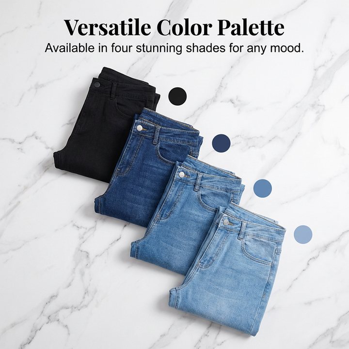 Pantalon flare de cintura alta para mujer, estilo vaquero bootcut moderno, ropa casual y chic.