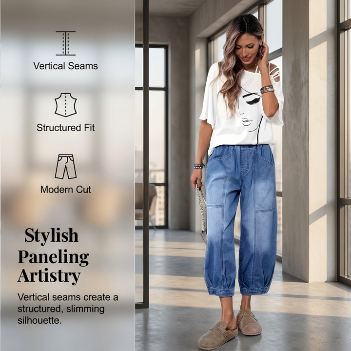 Pantalones jeans holgados de mujer, talla grande, con cintura elástica para máxima comodidad y moda urbana.