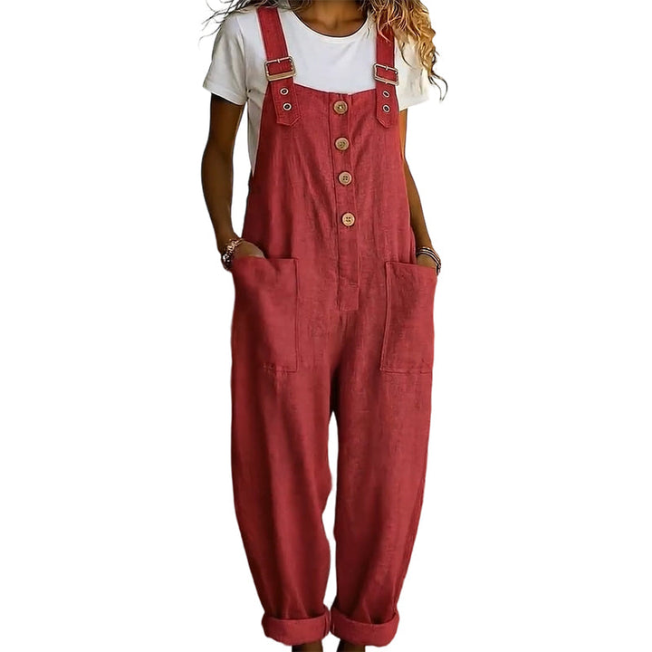 Overall de mujer ancho con tirantes ajustables, ideal para verano casual.