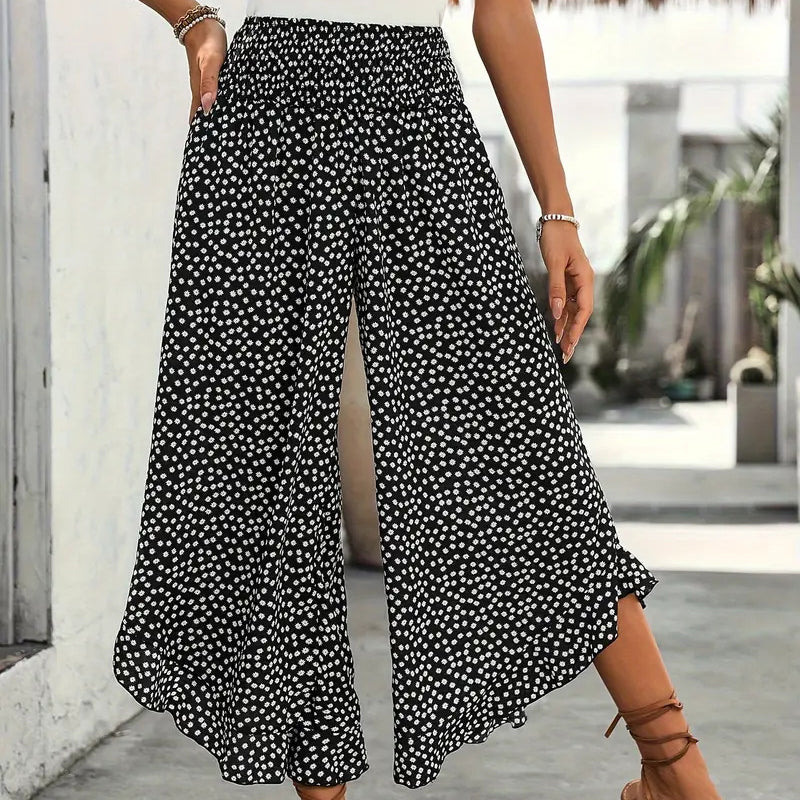 Pantalones fluidos de cintura alta para mujer, elegantes y cómodos, ideales para moda de verano.