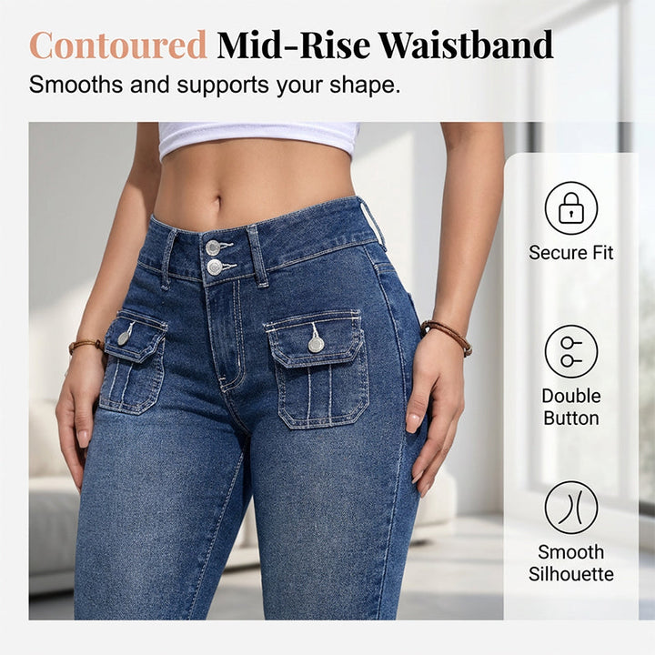 Moda femenina: capri azul ajustado, ideal para un estilo casual y fresco.