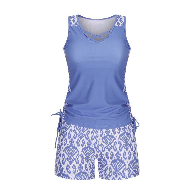 Ropa de baño tankini de verano, mujer, diseño geométrico y escote V, ideal para tu aventura.