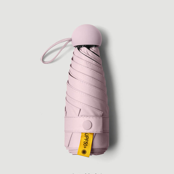 Paraguas de bolsillo esencial para protección diaria contra lluvia y rayos UV, compacto y portátil.