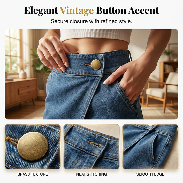 Pantalón corto denim asimétrico para mujer. Look moderno y casual, perfecto para días soleados de verano.