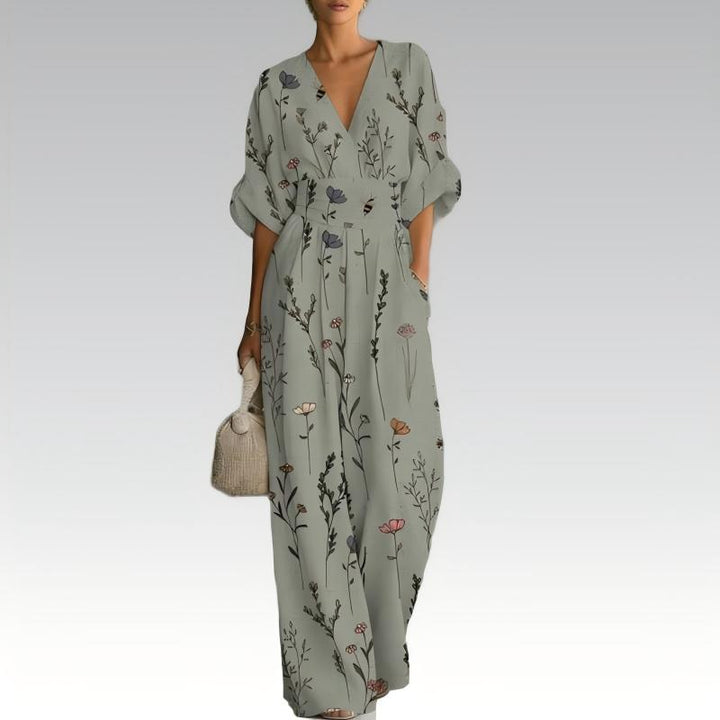 Jumpsuit de mujer floral con corte elegante, escote V y cintura ajustada, ideal para el día a día.