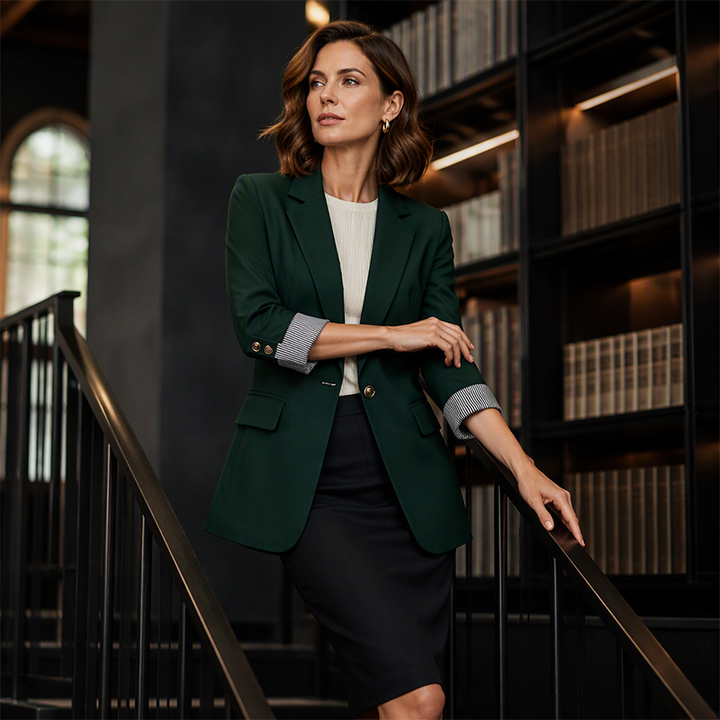Blazer con solapa para mujer, chaqueta moderna ideal para un look profesional y sofisticado.