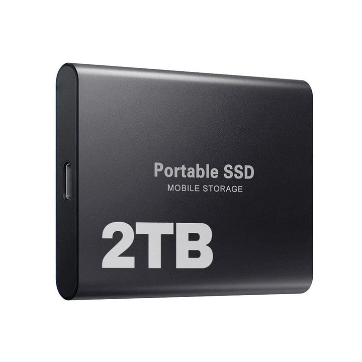 Unidad de estado sólido portátil (SSD) de 2TB, ideal para transferencia rápida de archivos vía USB-C.