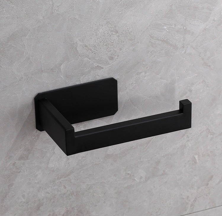 Soporte papel higiénico acero inoxidable plata, montaje sin taladro. Accesorio baño moderno y duradero.
