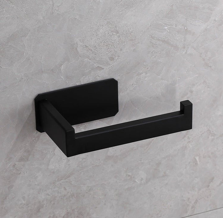 Soporte papel higiénico acero inoxidable plata, montaje sin taladro. Accesorio baño moderno y duradero.