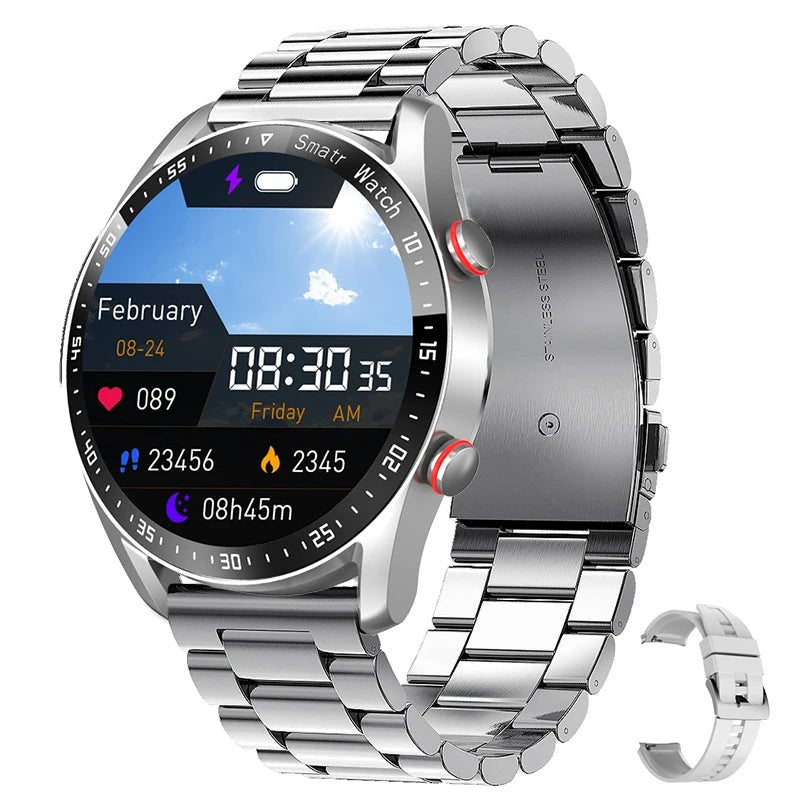 Reloj digital con monitor de frecuencia cardíaca y oxígeno en sangre (SpO2) en tiempo real. Seguimiento de salud 24/7.