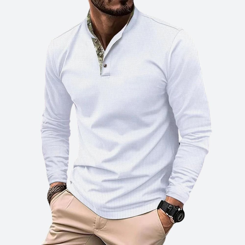 Camisa de manga larga para hombre, semi entallada. Diseño elegante y cómodo, ideal como ropa formal o casual masculina.