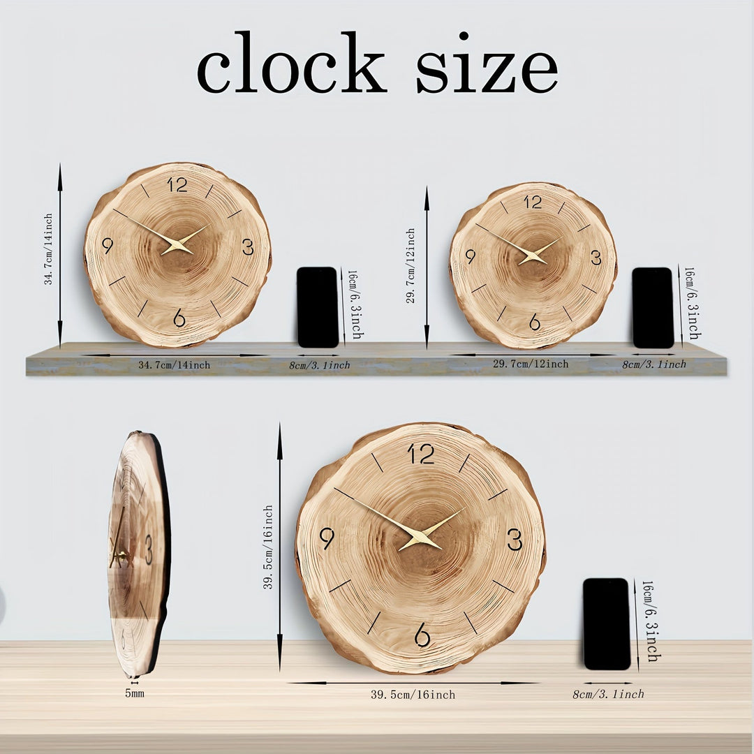 Reloj de pared de madera natural, diseño minimalista para una decoración moderna y calmada.