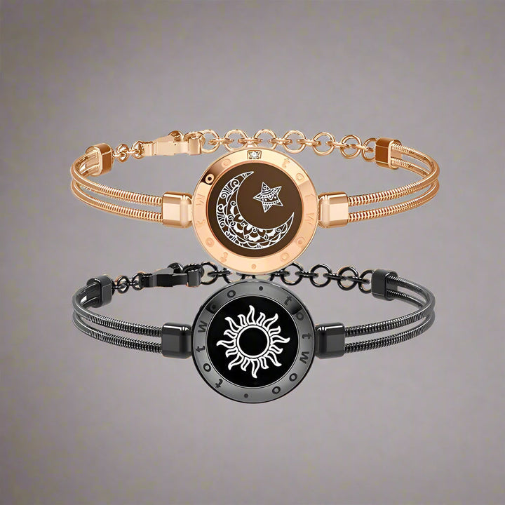 Diseño elegante: Pulseras de conexión a distancia para parejas con luz y vibración. Un regalo único de amor.