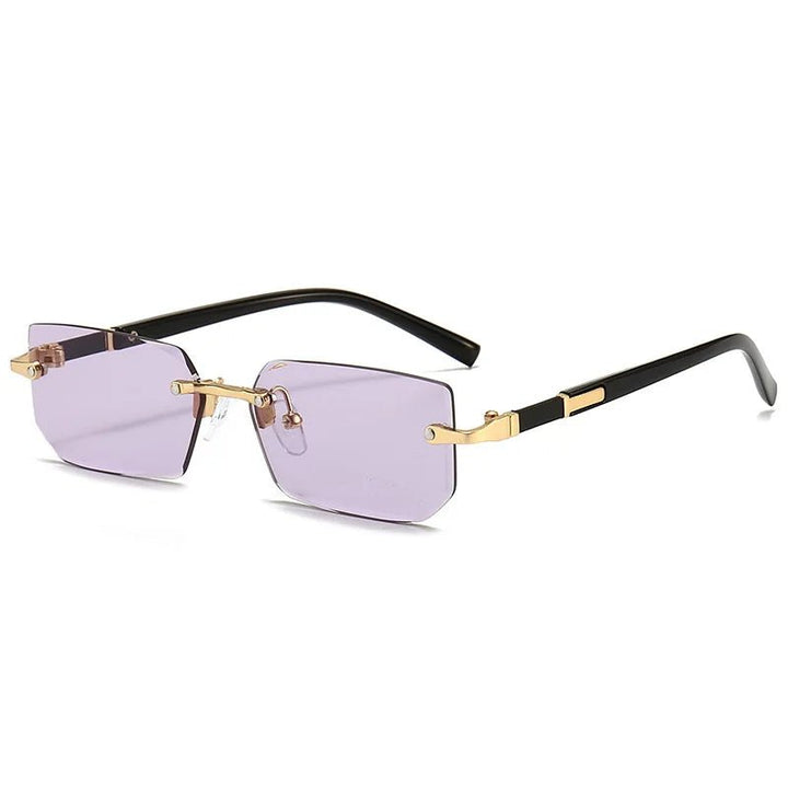 Accesorios de moda: gafas de sol UV400. Diseño rectangular sin montura, protección solar unisex.