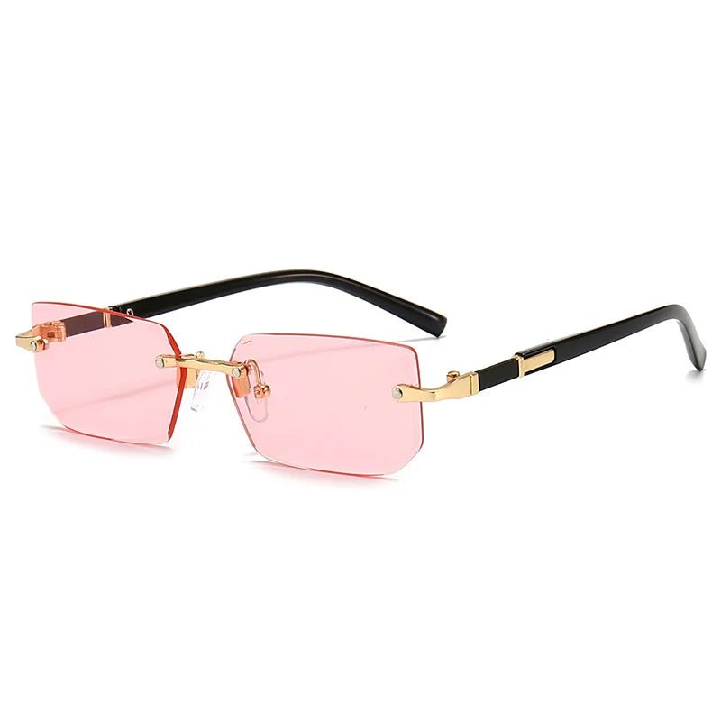Gafas de sol unisex rectangulares sin montura. Lentes con filtro UV400 para el sol y la moda.