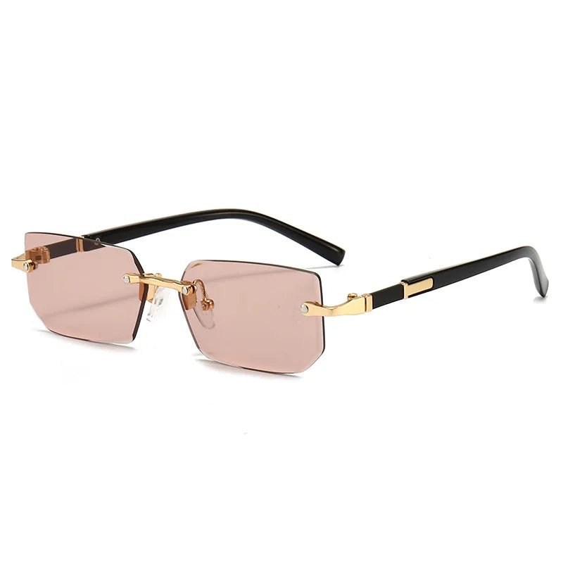 Accesorios de moda: gafas de sol unisex rectangulares sin montura. Lentes UV400 para protección solar.