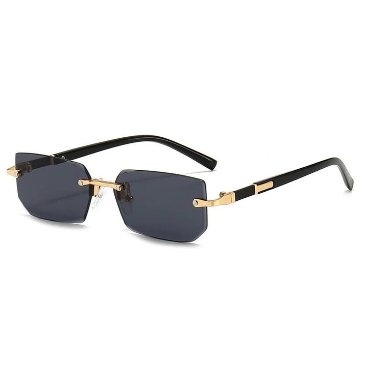 Gafas de sol elegantes rectangulares. Diseño sin montura, protección UV400. Perfectas para hombres y mujeres.