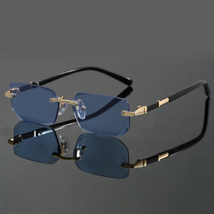 Gafas de sol elegantes unisex sin montura, con protección UV400 para tus ojos, perfectas para el viaje y la playa.