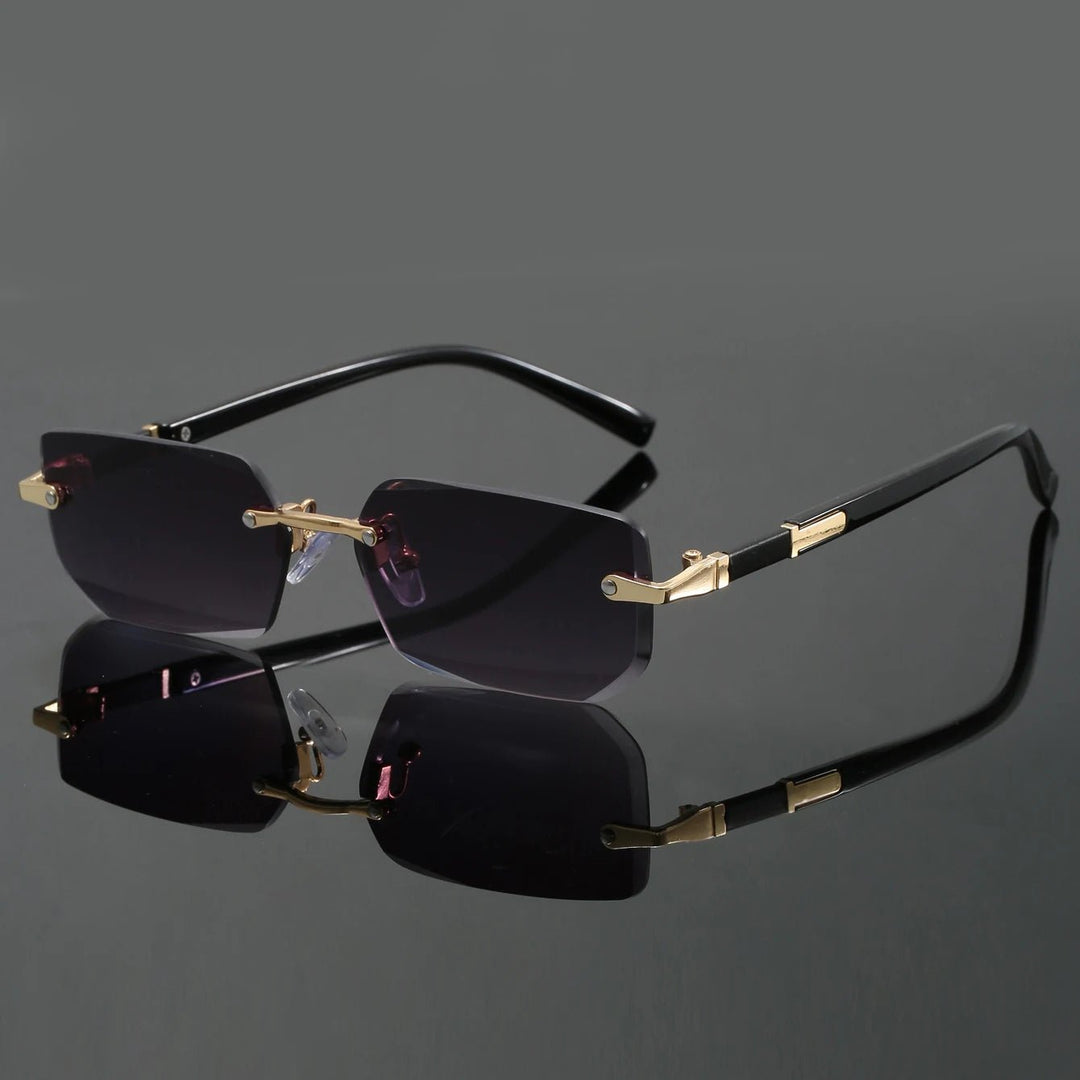 Estilosas gafas de sol sin montura unisex, diseño moderno y minimalista, ideales para complementar cualquier look veraniego.