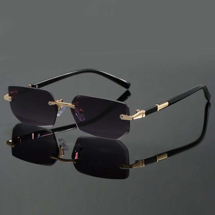 Estilosas gafas de sol sin montura unisex, diseño moderno y minimalista, ideales para complementar cualquier look veraniego.