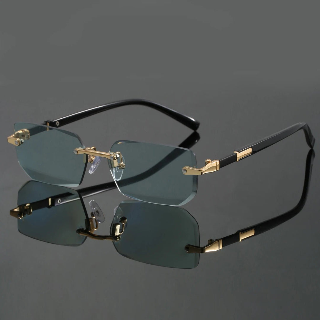 Gafas de sol ligeras y elegantes sin montura, unisex, con estilo moderno y protección UV400 para tu vista.