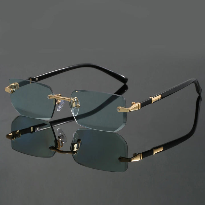 Gafas de sol ligeras y elegantes sin montura, unisex, con estilo moderno y protección UV400 para tu vista.