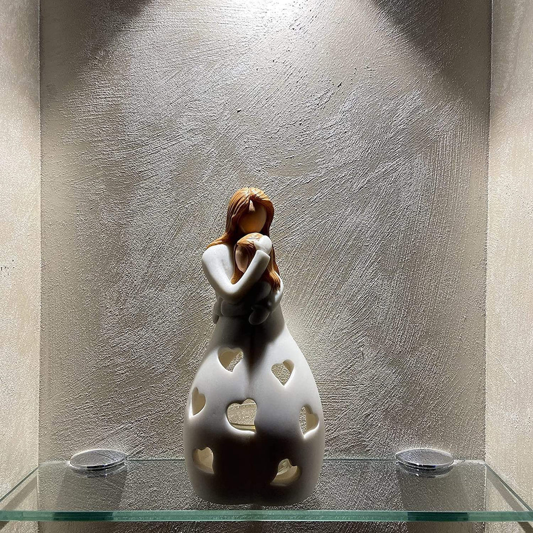 Lámpara de mesa de corazón, un símbolo de amor de madre e hijo. Luz suave para una decoración de dormitorio única.