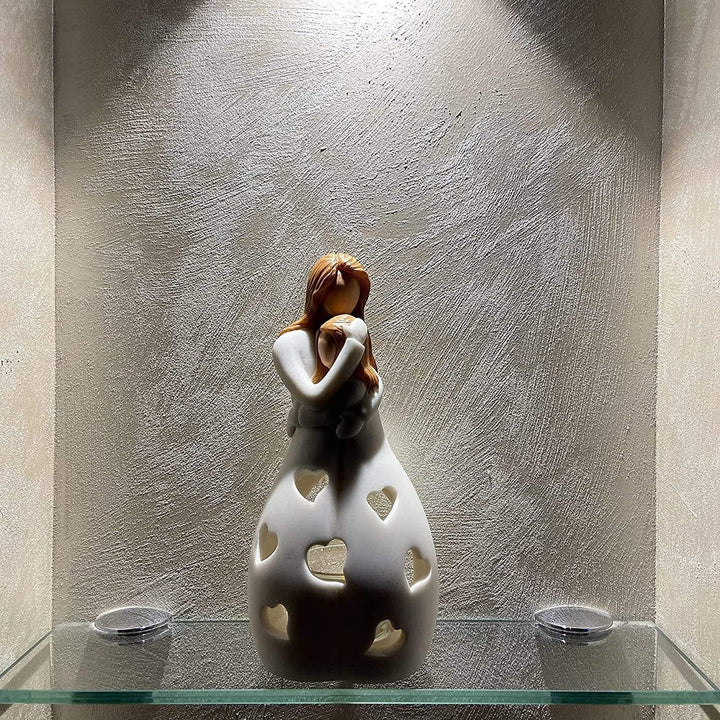 Lámpara de mesa de corazón, un símbolo de amor de madre e hijo. Luz suave para una decoración de dormitorio única.