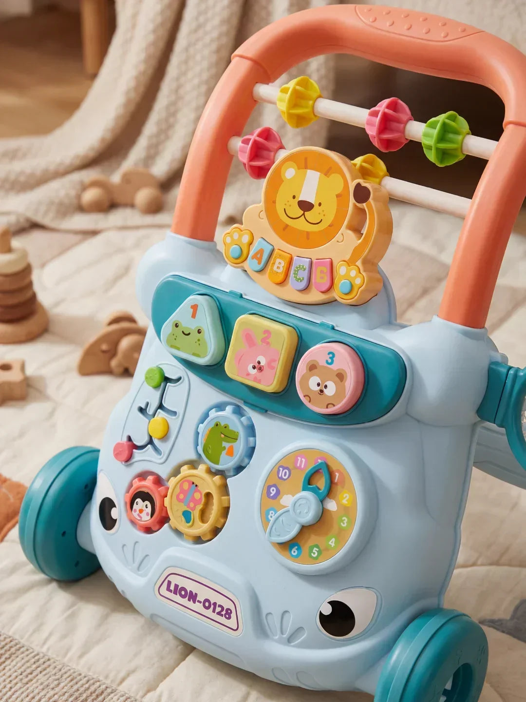 Andador de bebé seguro, centro de actividades interactivo con juguetes de aprendizaje, ideal para primeros pasos y desarrollo.