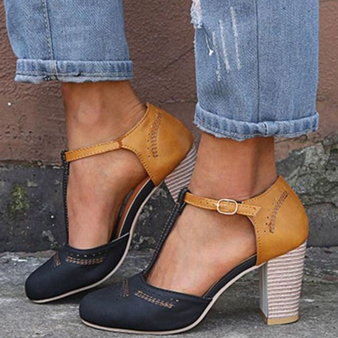 Zapatos de mujer Marlene para confort diario, tacón ancho y estilo retro; un calzado elegante y versátil.