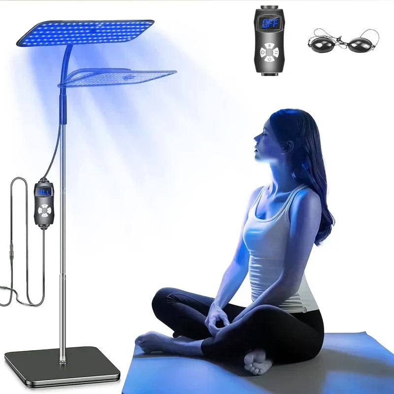 Lámpara de bronceado UV moderna y portátil con temporizador. 225 LEDs para un cuidado de la piel óptimo.