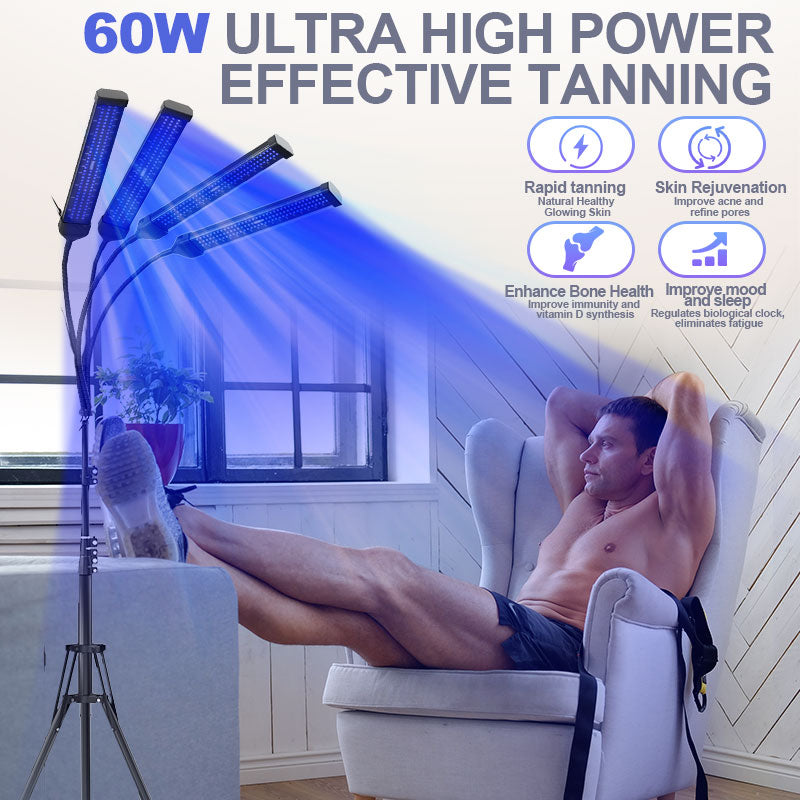 Lámpara LED solárium 432 con doble espectro UV/LED. Logra un bronceado natural y uniforme en la comodidad de tu hogar.