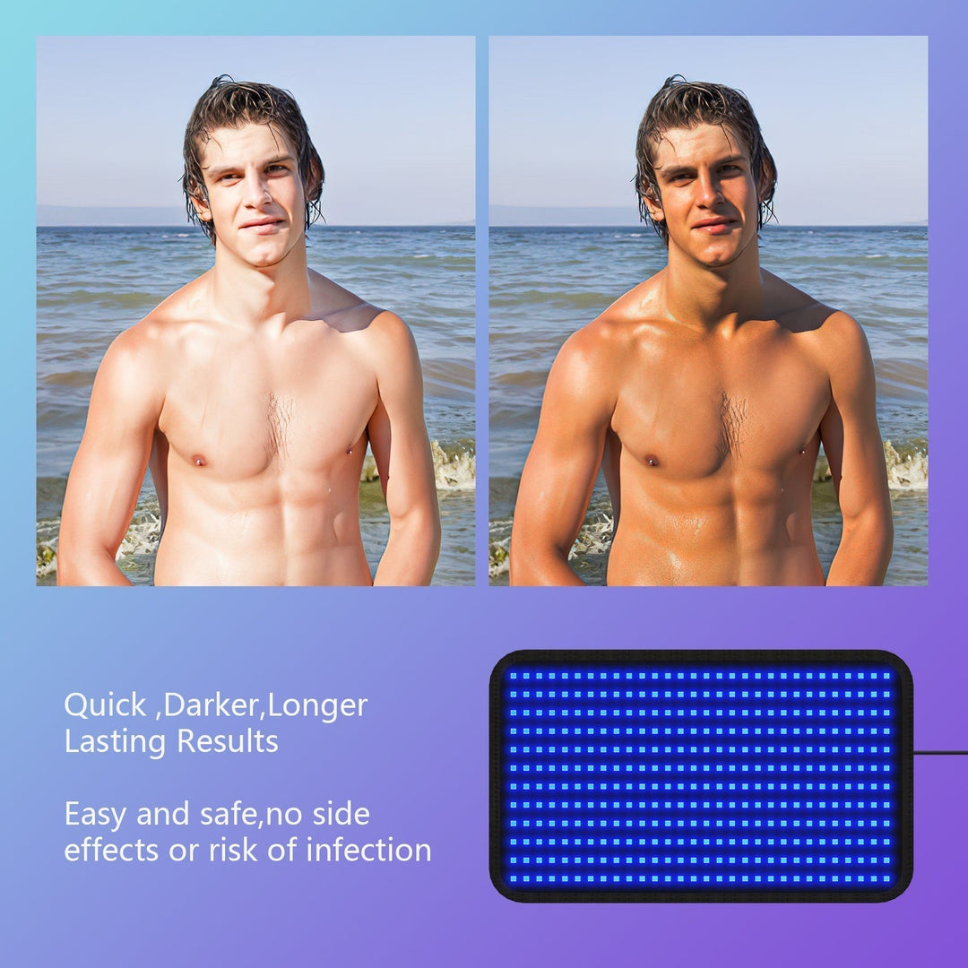 Esterilla de bronceado con tecnología de luz azul, flexible, impermeable y segura, sin UV.