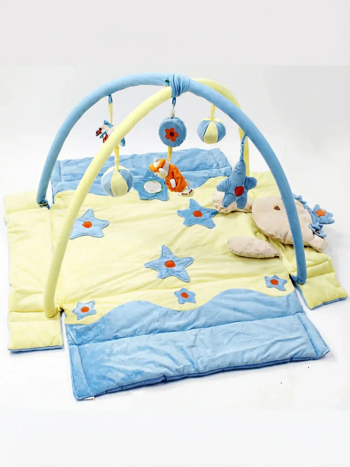 Tapete de estimulación temprana 2 en 1 para bebé, fomentando el desarrollo motor y sensorial desde el nacimiento.