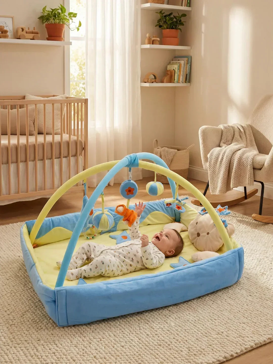 Tapete de juego 2 en 1 para bebés, estimula desarrollo sensorial y motor del recién nacido.