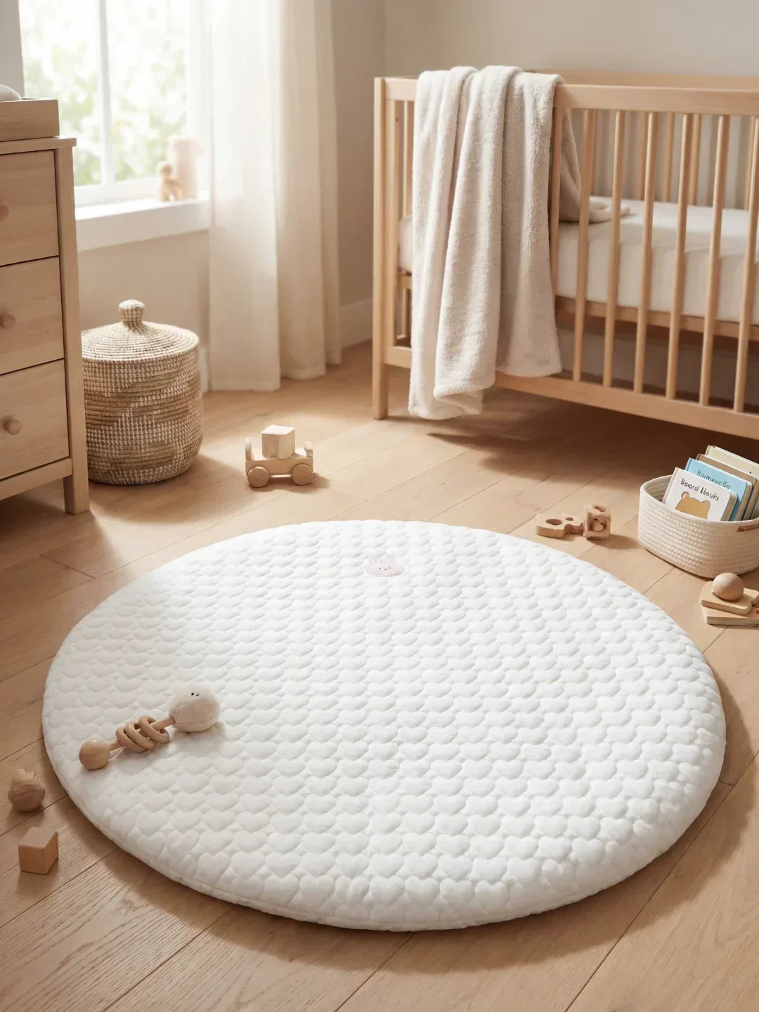 Tapete de juego acolchado para niños, ideal para el desarrollo motor temprano y seguro.
