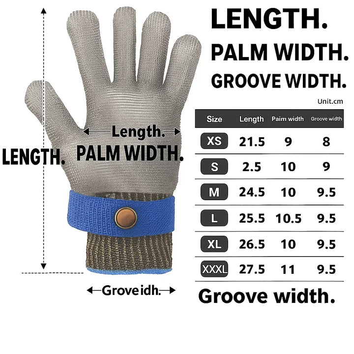 Guantes de seguridad duraderos de acero inoxidable, ofrecen máxima protección anticorte para tus manos en todo trabajo.