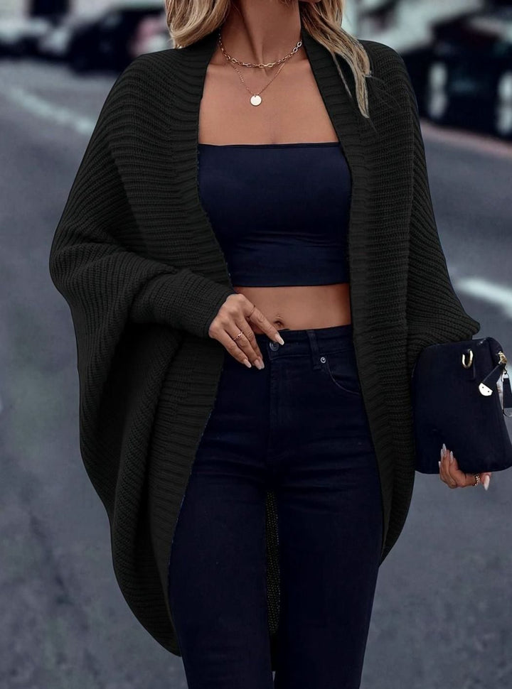 Cárdigan de punto grueso oversize para mujer, estilo abierto y largo, versátil para cualquier look.