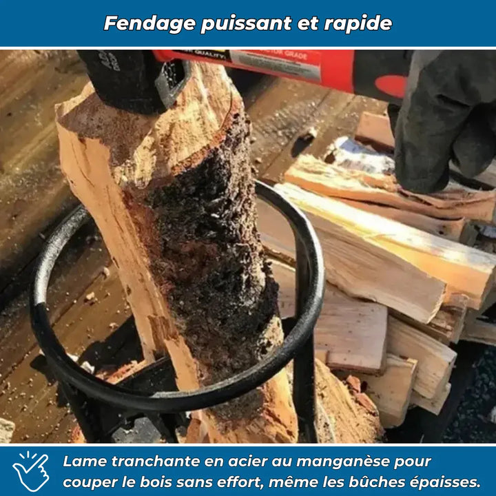 Herramienta partidor de leña manual de acero duradero, seguro y eficiente para preparar leña en el hogar.
