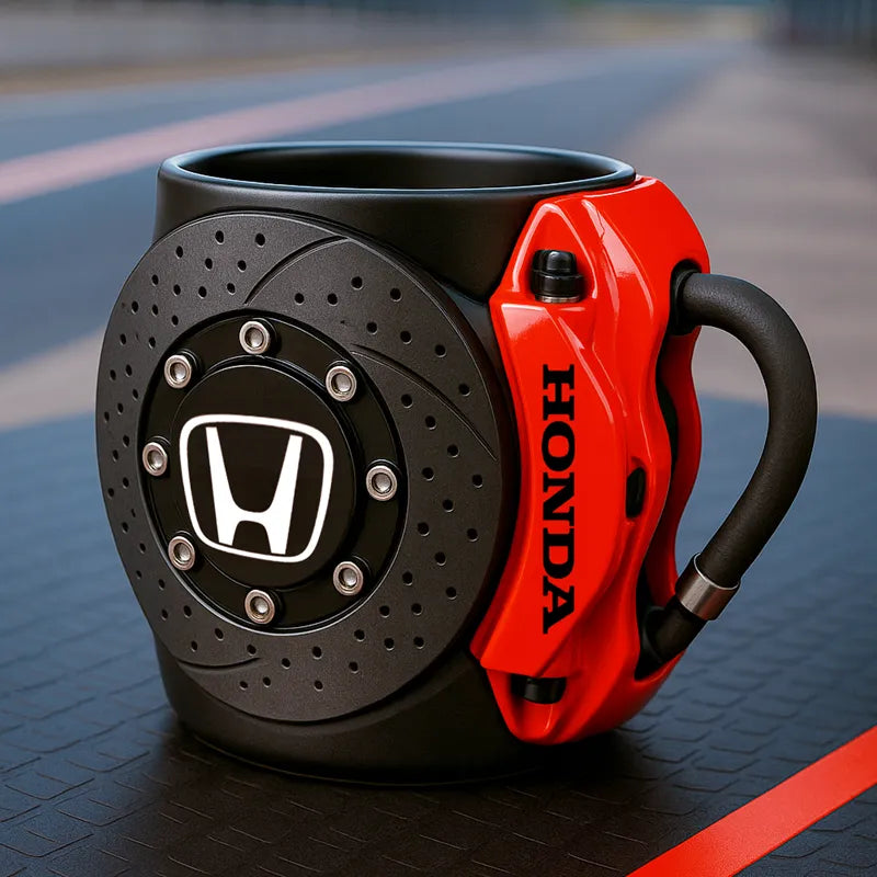 Taza para amantes de coches y la velocidad, con diseño de disco de freno.
