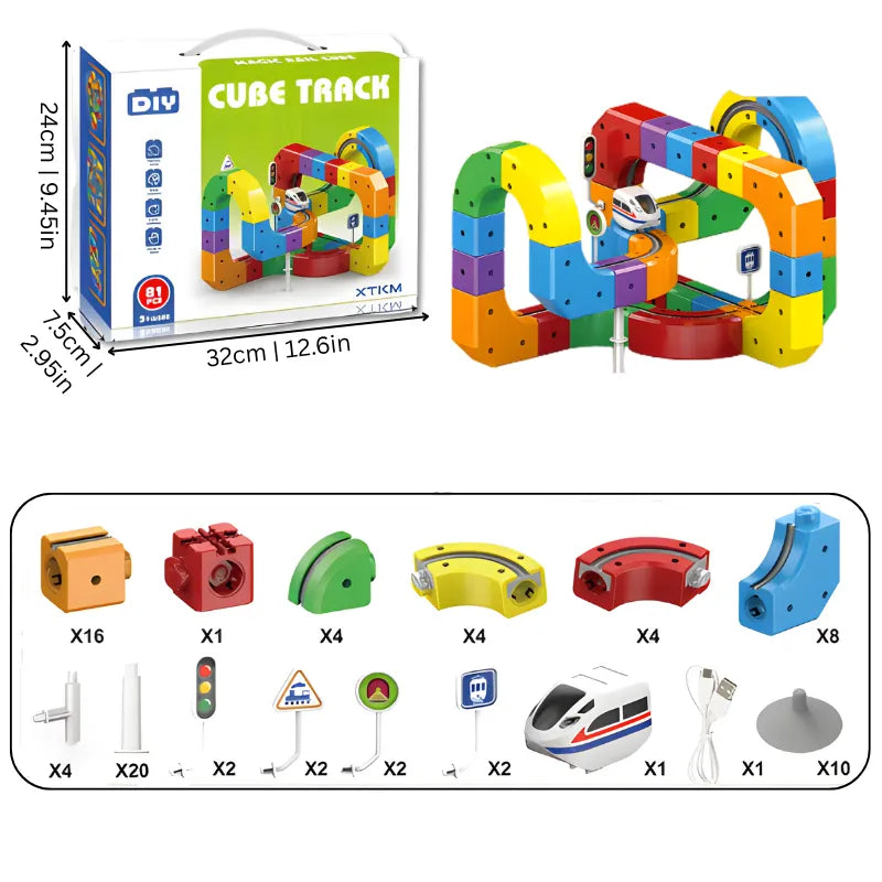Circuito de tren de plástico 3D, regalo educativo divertido para niños, fomenta la creatividad y el aprendizaje STEM.