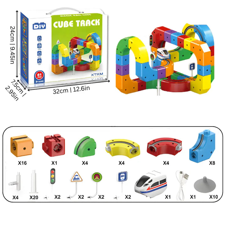Circuito de tren de plástico 3D, regalo educativo divertido para niños, fomenta la creatividad y el aprendizaje STEM.