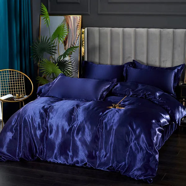 Dormitorio con conjunto de cama de seda 22 momme. Crea un ambiente lujoso y relajante para un hogar confortable.