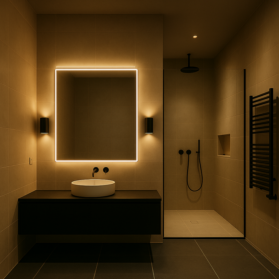 Lámpara LED con iluminación cálida que crea un ambiente acogedor y relajante. Diseño moderno y minimalista para decorar.