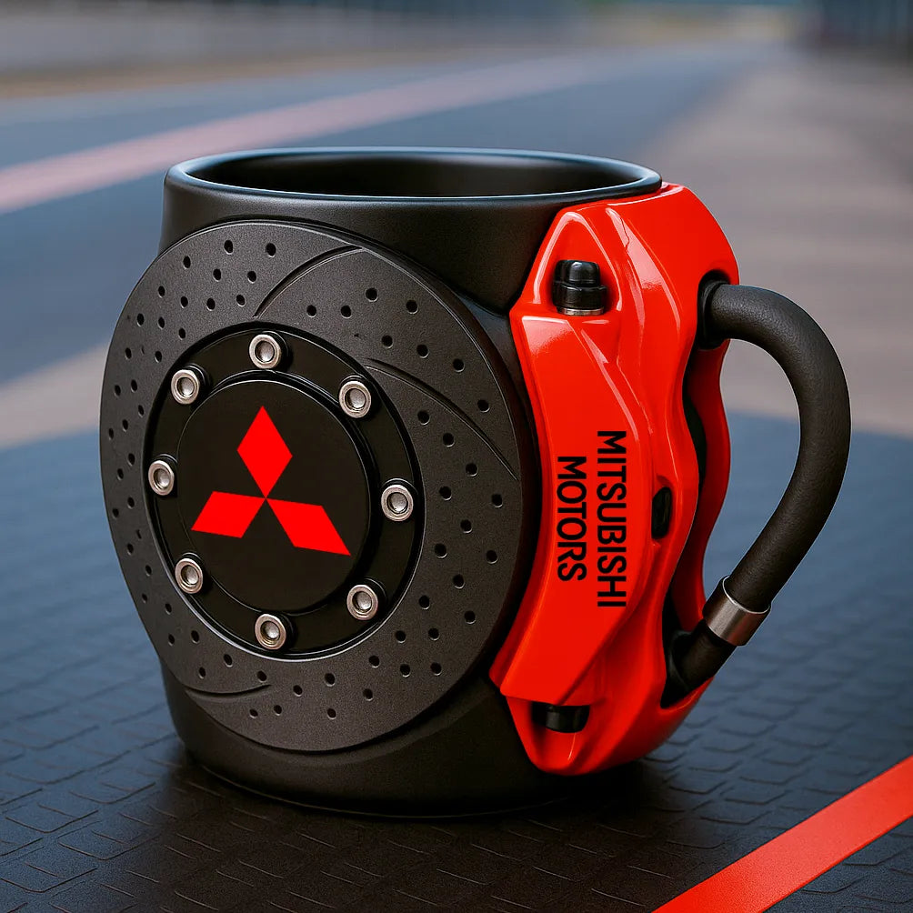 Gadget automotriz: taza con diseño de disco de freno para café.