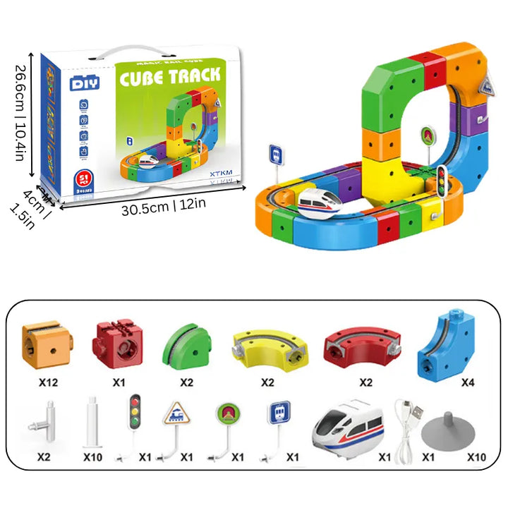Juego de construcción de circuito de tren 3D, desarrolla habilidades motoras y lógica en niños, juguete STEM Montessori.